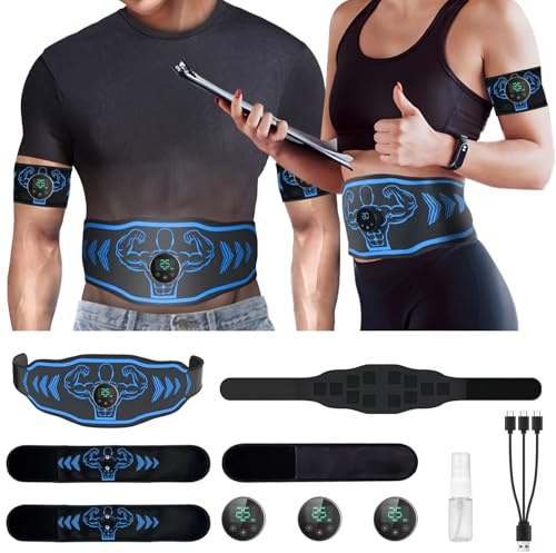 AXCEED Ultimate Abs Trainer Muscle Stimulator 8 Exercise Modes 25 Intensity Levels EMS Abdominal Muscle Toner Small Portable 3 in 1 Charging Tactical X Abs Training Stimulator Machine for Unisex