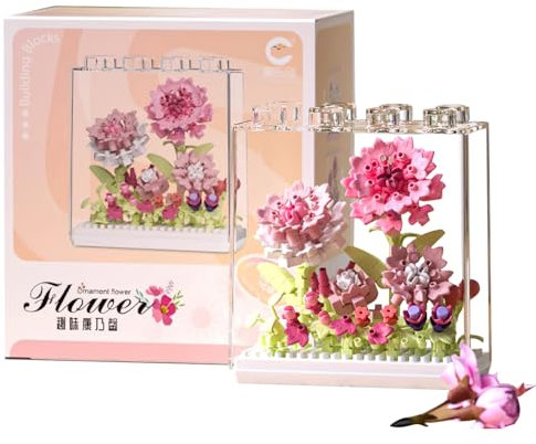 Darryy Super Mini Flower Box, Ensemble de Blocs de Construction de Fleurs, Bloc de Construction de Bouquet avec boîtes d'emballage exquises, Bon Cadeau, Fleurs préservées (KNX)