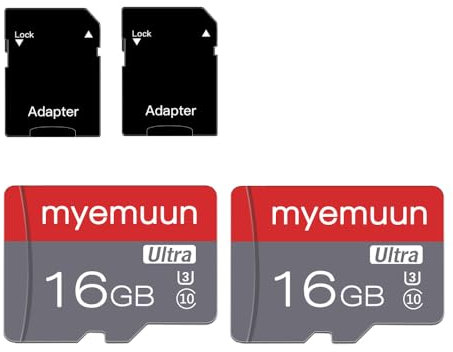 Two Memory Cards Micro SD Card 16GB with SD Adapter, C10, UHS-1, A1, Microsd, TF Card