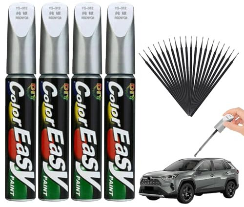 Cutiolly Lápiz De Retoque,Lápiz de Retoque Brillante,Pintura Retocar Arañazos Coche,Quita Arañazos (Plateado-4pc)