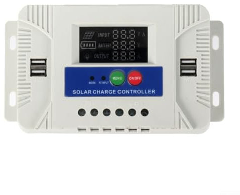URPIZY 12V 24V Solar Laderegler 30A Auto Solar Controller Mit LCD Display 4X USB Ausgang Für Bleiakku Lithium Batterie Überlast Kurzschluss Verpolungsschutz Für Solaranlage Wohnmobil