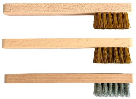 DIAMANT Stahldrahtbürsten Set, 3 Drahtbürsten mit Holzgriff, 15cm | Robustes Stahldrahtbürsten-Set mit Holzgriff zum Reinigen, Entrosten und Vorbereiten von Oberflächen.