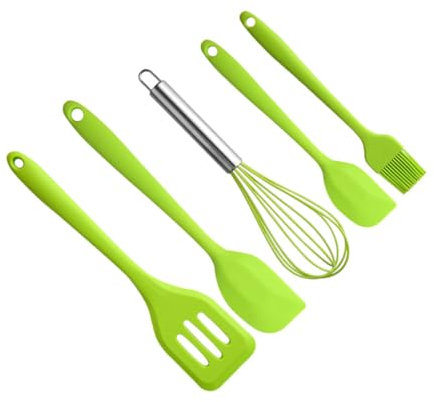 CIYODO 5 Pièces Boulangerie Fendu Ustensiles Cuisson Sûr Batteurs Silicium Spatule Flipper Anti-strict Pour Spatules De Cuisine Gadgets De Cuisine D'oeuf Gel De Silice Vert