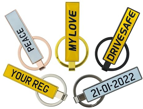 LA BONITA Customised Number Plate Keyring – UK Style Car Plate Keychain – Personalised with Name, Date or Message/Black/Charcoal Black/Rose Gold/Gold