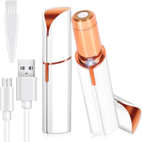 Gesichtshaarentferner Für Frauen, Aufladbar Mini Gesichtsrasierer Frauen, USB Elektrisch Damenrasierer Gesicht,Mit LED-Licht, Tragbar Augenbrauenrasierer Für Oberlippe,Kinn Und Wangen,Körper