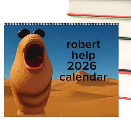 Marcus Der 2026 Wandkalender, 28 X 21 X 0,5 Cm, Lustiges Chat-Meme-Geschenk, Robert Hilfe Internet- Robert The Worm Hängekalender, 12-Monatsplaner, Trendige Desktop-Dekoration