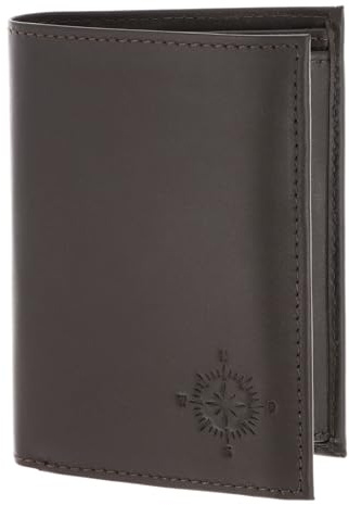 Oxmox Leder Geldbörse Leather RFID Protect Kombibörse Windrose 2.0 Embossed Brown Dunkelbraun