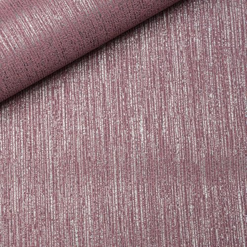 SOPHIE LAURENCE Purple Stripe Wallpaper Shimmer Textured Non-Woven Vinyl Paste The Wall