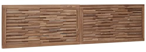 vidaXL Bettkopfteil Natur Massivholz Teak, Rustikaler Wandkopfteil im Landhausstil, Teakholz, rechteckig, stylisches Schlafzimmermöbel, platzsparendes Deko-Element