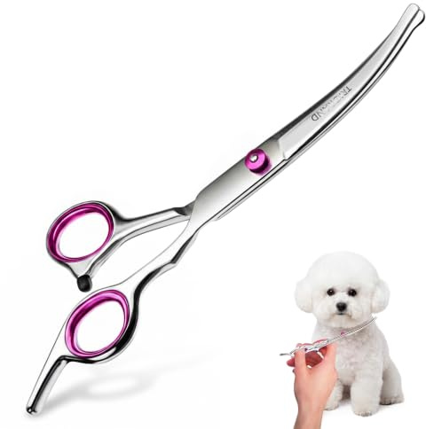 Ciseaux de Toilettage,Tête ronde de sécurité,Incurvés pour Visage,Pattes | Acier Résistant À La Rouille,Professionnels Ciseaux Toilettage Chien Pour Chiens Pour Chiens et Chats,Coiffure Animal