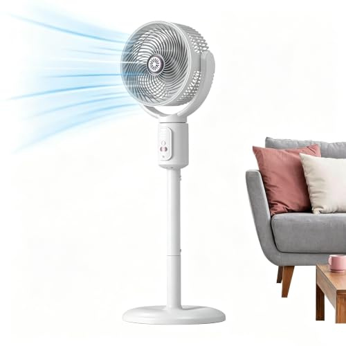 ASEFWEG Ventilatori a piedi oscillanti,Ventilatore A Piantana 5 Velocità Con Timer,Ventilatore verticale silenzioso ad altezza regolabile ricaricabile Type-C,per ufficio,soggiorno,casa,cucina