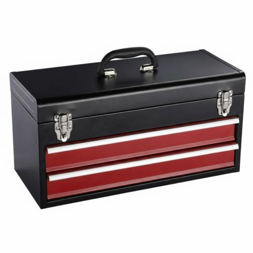 RoaQinFo Cassettiera Porta Attrezzi Metallo Cassetto Armadietto Contenitore Organizzatore con Maniglia E Finiture in Metallo Lucido Adatta per Conservare Parti, 2 Cassetti 510 220 250mm