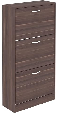 Vida Designs Zapatero con 3 cajones, Organizador de Zapatos, Mueble de Madera de Nogal
