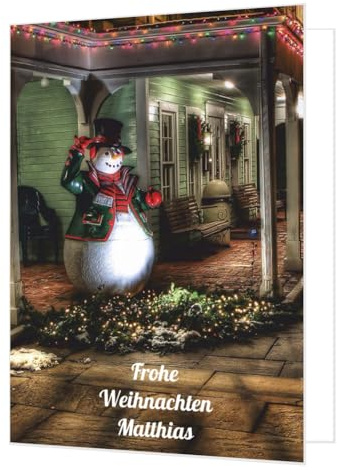 XXL große Weihnachtskarte Karte Weihnachten Schneemann - DIN A4 mit | Umschlag - Text kann geändert werden, Klappkarte beidseitig mit Ihrem Wunschtext bedruckt