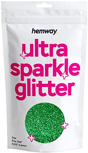 Hemway Ultra Sparkle Glitter - Emerald Green | Fine Metallic Flakes for Resin & Epoxy Crafts | Supplies for Tumblers, Festival, Hair, Face, Body, Eye & Nail Art Decoration | 100 g