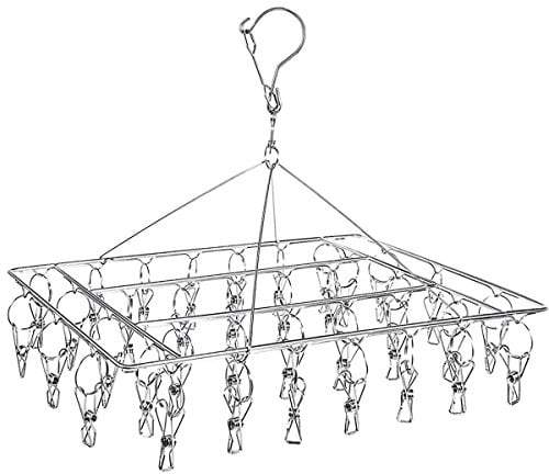 Kereith Home Sock Drying Racks with 30pcs Laundry Pegs Drip Hanger Laundry Clothesline Hanging Rack Metal Clothespins Drying Towels, Underwear, Lingerie, Delicate Bras