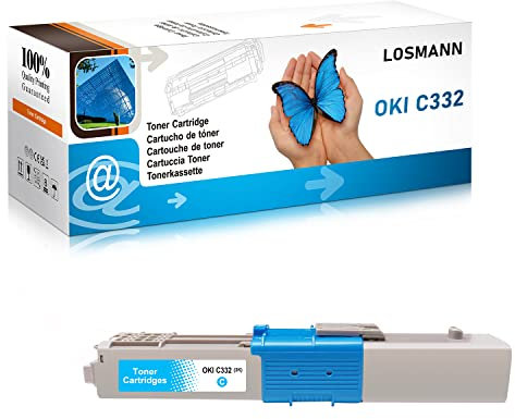 1x LOSMANN Cyan XXL Toner Kompatibel OKI C332 C 332 46508711 für OKI C 332 DN/C 332 DNW/M C363 DN/M C363 DNW/M C363 N / C332DN / C332DNW / MC363DN / MC363DNW / MC363N Drucker (3.000 Seiten)
