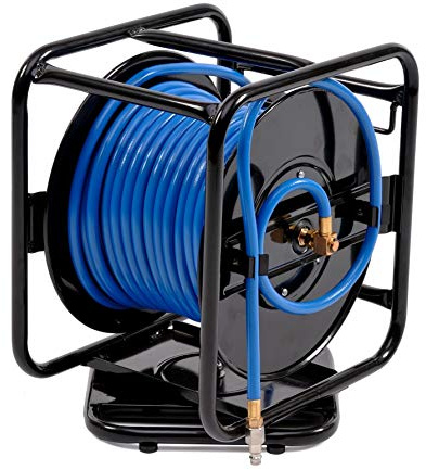 Varan Motors - var-AHR-01 Schlauchtrommel - Tragbare pneumatische Schlauchtrommel aus Stahl 30m 12bar 360° drehbar