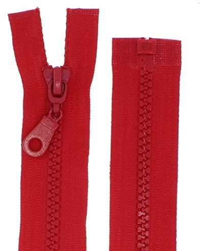 zipworld - Cerniera lampo in plastica con denti di spessore medio, divisibile, 5 mm (rosso, 35 cm)