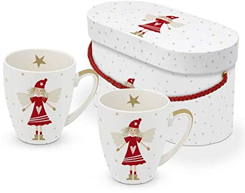 Paperproducts Design Henkelbecher 2er-Set, dekoriert, Magnesiumporzellan, 350 ml (Lucy Red)