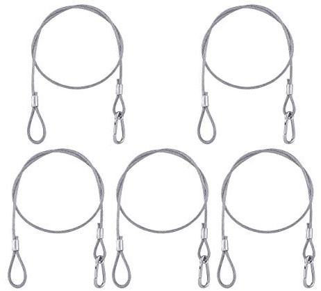 Lsqurel 5 Pack Stage Light Safety Cable Stainless Steel Security Wire for Lighting, Luggage, Garage Goor, Camera