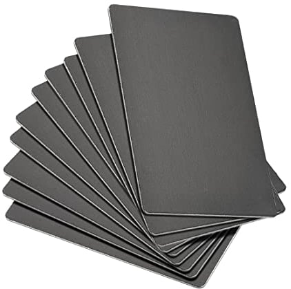sourcing map Tarjeta de metal en blanco 88x53x1mm placa de aluminio anodizado para DIY impresión láser grabado negro 15 piezas