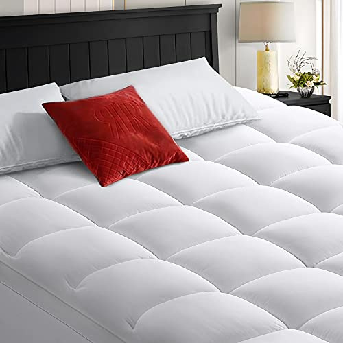 COHOME Queen-Size-Matratzenauflage, extra dick, kühlende Matratzenauflage, Fadenzahl 400, Baumwolle, Plüsch-Daunen, Alternative Füllung, Matratzenbezug mit 20,3-53,3 cm tiefer Tasche (152,4 x 203,3