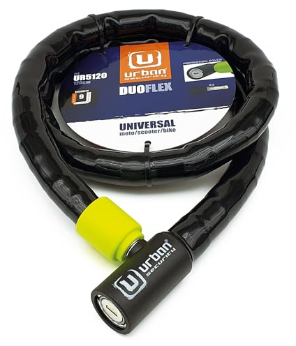 URBAN UR5120 Antivol Moto et Velo, Câble en Acier Renforcé avec Blindage Articulé Flexible et Facile à Transporter, Serrure Haute Sécurité, Python Anti vol pour Moto, Vélo, Scooter, 120 cm