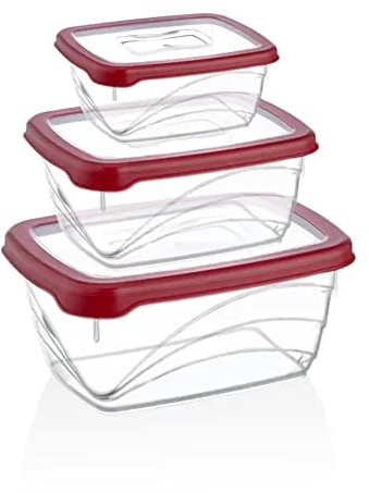 Herzberg HG-L771 : Coffret 3 pièces Extra Deep Bio Saver Rouge