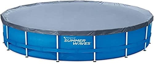 Summer Waves Abdeckplane für Hors-Sol Tubular Pool, 4,57 m – Klappe für Rundpool – Schutz 4 Jahreszeiten – Barriere gegen Pflanzen, Algen und Insekten – hält die Temperatur