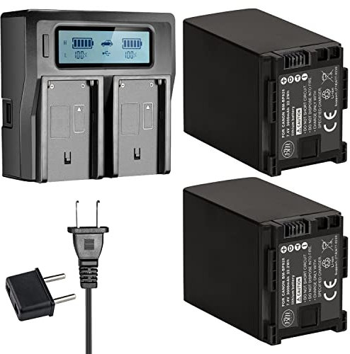 BM 2 BP-828 Batteries and Professional Dual Bay Battery Charger for Canon VIXIA HF G50, HF G60, XA40, XA45, XA50, XA55, GX10, HFG30, HFG40, HFM301, HFM41, HFM400, XA10 XA11 XA15 XA20 XA25 XF400 XF405