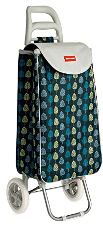Casa&Casa Woodland Einkaufstrolley auf Rädern, 45 l, großes Fassungsvermögen, eleganter und Faltbarer Einkaufswagen für Lebensmittel, 2 Räder, Thermoauskleidung, maßgeschneiderte Designs
