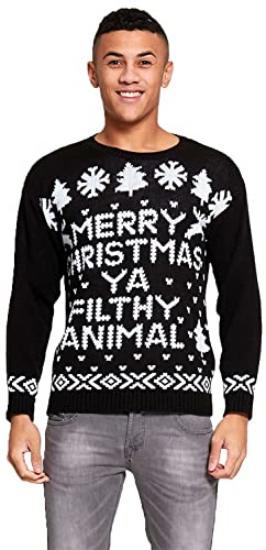 Mens Merry Christmas Filthy Animal Christmas Jumper (J1080)