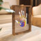CHERRY CHEERS Kit d'empreintes de mains familiales, cadre en bois souvenir artisanal, coffret cadeau Endlos, peintures non toxiques, feuilles transparentes (Brown)