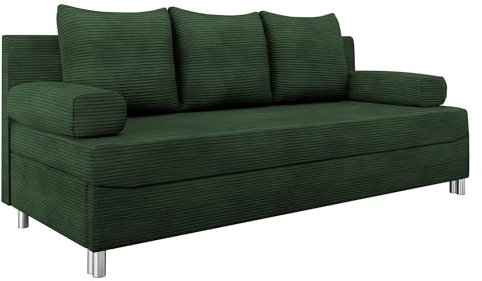 Mirjan24 Schlafsofa Dover Cord, Sofa mit Bettkasten und Schlaffunktion, Bettsofa, Farbauswahl, Schlafcouch mit Chromfüße, Couchgarnitur, Polstersofa (Poso 14, ohne Polsterhocker)