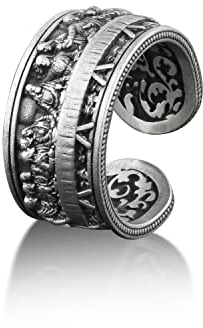 BySilverStone Jewelry Letztes Abendmahl Von Da Vinci Glaubensring, Jesus Und Seine Apostel Christlicher Ring Für Männer, Schriftring Für Ehemann, Renaissance-Ring Für Familie