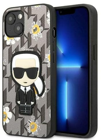 KARL LAGERFELD KLHCP13SPMNFIK1 Hülle für iPhone 13 Mini 5,4 Grau Flower Ikonik