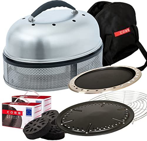 Cobb Grill Supreme Deluxe 2.0 Holzkohlegrill - inkl. Tragetasche, Grillplatte, Bratenrost, Pfanne, 2X Cobble Stones 6er