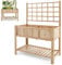 GiantexUK Raised Garden Bed with Trellis, Wood Elevated Planter Box with Liner, Wheels & Storage Shelf, Outdoor Planting Stand Holder for Vegetables Herbs Vines Flowers (119x58x159cm, without Wheels)