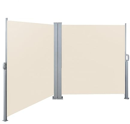 SVITA Doppelseitenmarkise ausziehbar freistehend Sichtschutz 600x200 cm Beige