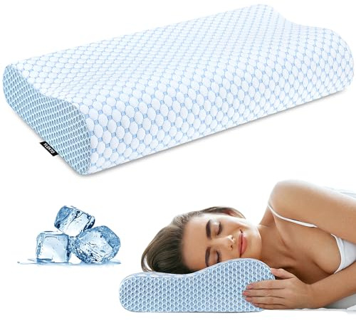 Cervical Pillow for Neck Pain Relief, Contour Memory Foam Pillows for Sleeping, Odorless Ergonomic Pillow Adjustable Orthopedic Cooling Pillow Bed Pillow Neck Support for Side Back Stomach Sleepers