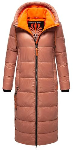 Navahoo Damen Warmer Winter Steppmantel mit Kapuze Schmuseengel Terracotta Gr. XS
