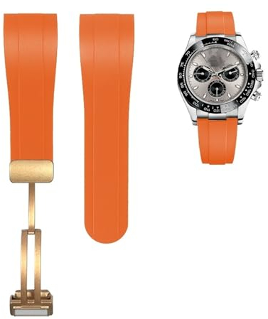 TIOYW 22 mm gebogenes Ende Gummi Armband für Rolex Submariner Daytona GMT Yacht-Master Silikonband Schwarz Uhrenarmband Sport Armband, 22 mm, Achat