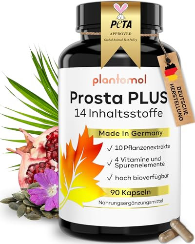 14-fach Komplex! PROSTA PLUS mit Weidenröschen Roggenpollen Granatapfel Sägepalme Kürbiskern Brennnessel - Prosta Kapseln hochdosiert - 1.5 Monatsvorrat
