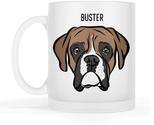 Taza de café personalizada con cara de boxeador, retrato de mascota personalizada, 325 ml, taza de cerámica para regalo de raza de perro