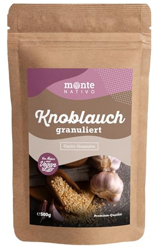 Knoblauch Granulat Monte Nativo (500g) - Aromatisches Knoblauchgranulat - Garlic Powder - Schonend getrocknete und aromatische Gewürze ideal zum Kochen und Würzen - Intesiver Geschmack