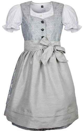 Maddox Kinder Dirndl Gabriella 3-tlg. mit Bluse | Silber Glitzer 122
