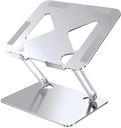 Standly Adjustable Laptop Stand for Desk – Portable Multi-Angle Laptop Riser with Heat Vent, Ergonomic Laptop Holder for MacBook, iPads, Tablets & 10-16” Laptops (Silver)