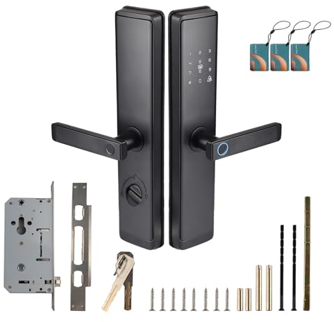 Les-Theresa Smart Lock, Finger Print Door Handle Aluminum Alloy Smart Door Handle, Electronic Door Lock Keyless Entry Door Lock, Fingerprint Lock with Ic Card/WiFi/Bluetooth/Key/Password