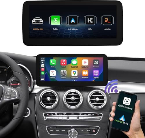 Road Top 10.25 Inch Car Touchscreen Wireless CarPlay Android Auto for Mecedes Benz C GLC V Class W205 W447 2015-2018 Year with NTG5.0/5.1/5.2, Car Stereo Multimedia Radio Receiver
